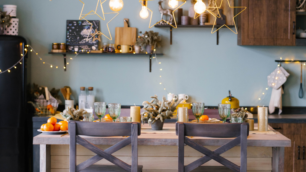 kitchen ready for Christmas